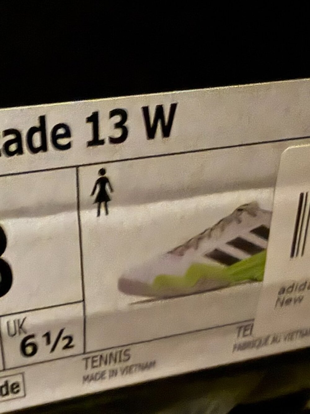 NWT Adidas Barricade 13 Tennis Shoes Women's 8 / Men's 6.5 White Neon - Picture 2 of 7
